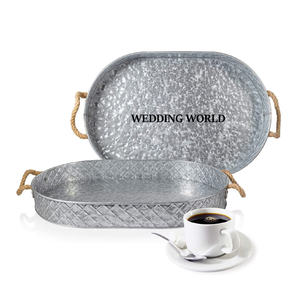 Bandeja de servicio galvanizada, forma redonda, hecha a mano, superventas, diseñador, artículos de boda de lujo, mesa, venta al por mayor, bandeja de servicio de Metal - Product Image 3