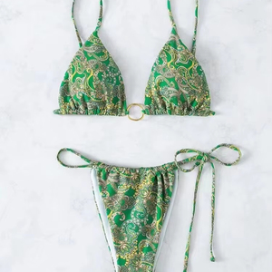 Pequeño pedido logotipo de marca personalizado 2024 nuevo estilo moda mujer traje de baño Bikini estampado personalizado playa traje de baño brasileño Crochet Bikini - Product Image 3