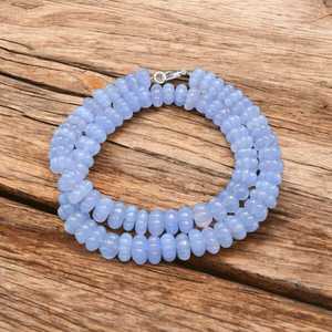 Calcédoine bleue sculpté Melon perles collier 8-10mm pierre naturelle brin bijoux tendance Global Look 2025 pour les femmes mode - Product Image 3