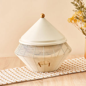 La mejor base de acero para olla caliente de nácar con tapa martillada plateada, calentador de alimentos o ollas calientes para mesa de comedor, olla MOP para servir - Product Image 6