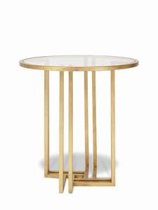 Table d'appoint sculpturale dorée en fil de fer avec support d'accent moderne artistique pour une décoration intérieure haut de gamme - Product Image 6