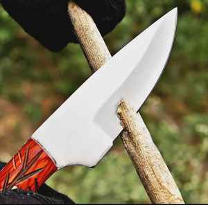 Cuchillo de Caza Hecho a Mano de Acero con Alto Contenido de Carbono, Cuchillos de Hoja Fija para Campismo y Supervivencia, con Funda de Cuero Fino, Cuchillos de Acero Personalizados - Product Image 2