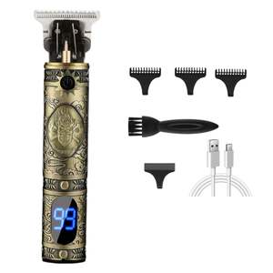 Afeitadora Eléctrica Profesional de Precisión para Recortar Barba y Cabello, Ajustable, de Acero Inoxidable, USB, Amarilla, Enchufe Francés/Estadounidense, para Uso Doméstico - Product Image 1