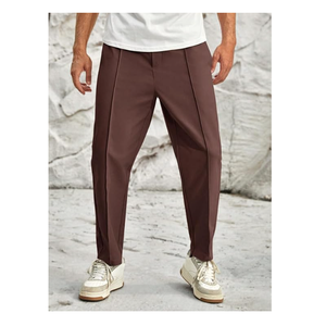 2025 Hit pantalons décontractés pour hommes coupe régulière léger doux au toucher mélange de Polyester taille moyenne uni teint motif droit pantalon - Product Image 2