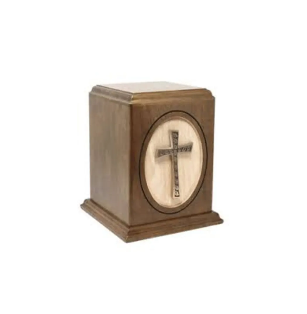 Holz-Urnen-Schachtel mit Messingkreuz-Design Holz-Cremationsurnen handgefertigte Urnen Beerdigungsurnen Beerdigungsurnen dekorative Urnen