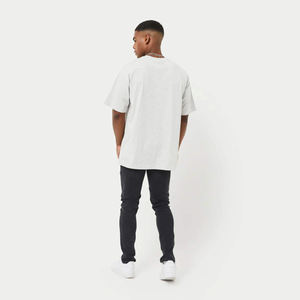 T-shirt à manches courtes surdimensionné pour homme Gris chiné 100% coton Respirant Coupe décontractée Uni Basique Mode décontractée - Product Image 4