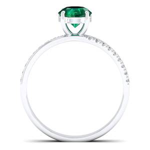 แหวนเพชร REYES ดีไซน์เหนือกาลเวลา ทองคำแท้ 14K 18K ทรงกลมเจียระไนแบบบริลเลียนท์ ประดับพลอยมรกต 0.84 กะรัต สำหรับผู้หญิง - Product Image 4