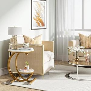 Mesa de centro de 2 niveles, mesa de centro moderna para sala de estar - Product Image 3