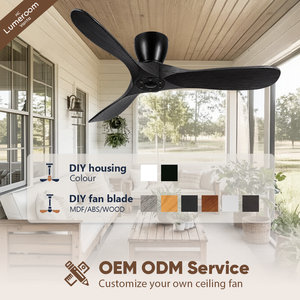 36 Inch Black Solid Wood Ceiling Fan with <b>Light</b> and <b>Remote</b> <b>Control</b>, Modern Low Profile Ceiling Fan for Bedroom - Product Image 4