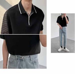 Summer New Ice Silk Chemise POLO à manches courtes en tissu piqué pour hommes Chemise respirante à revers - Product Image 4