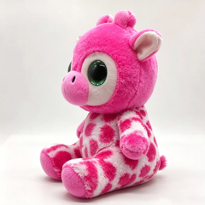 Customized <b>Plush</b> Pink White Spotted Giraffe <b>Plush</b> Toy, Cute Big Green Glitter Eyes Stuffed Animal - Product Image 5