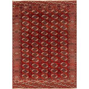 Alfombra Kiaan Grande de Lana Anudada a Mano, Rectangular 9x12, Diseño Geométrico Abstracto para Entrada, Pasillo, Modelo Paem-68, Color Rojo - Product Image 1