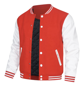 Veste universitaire en cuir véritable de style High Street pour hommes avec col montant en mélange de laine et manches enduites Manteau d'hiver pour garçons d'université - Product Image 6