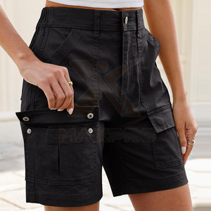 High Quality Sustainable Breathable Eco-Friendly Canvas Women Cargo Shorts with Mid Waist 100% Cotton New Arrival - Product Image 4