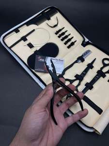 Kit d'outils d'extension de cheveux en microbilles noires mattes avec ciseaux à cheveux rasoir aiguilles C pince à 2 trous pince Velcro logo personnalisé - Product Image 4