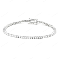 Bracelet tennis classique de haute qualité de 6 pouces pour unisexe, en argent sterling 925 avec diamants moissanite personnalisés de 2 mm de largeur