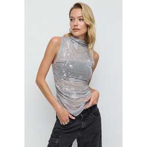 Chemise en maille imprimée décontractée pour femmes, logo floral sur le devant, taille XL, tissu en mousseline de soie, coupe ajustée, tissée pour les fêtes de printemps et d'été - Product Image 1