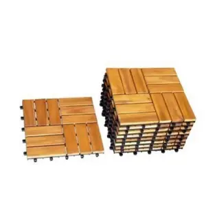 Floor Tiles 12 Slats 300*300mm Deep Embossed Wood Grain Wooden DIY Co-extrusion Decking Tiles