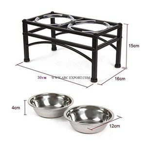 Set Of 2 Metallic Feeding Dog Bowls Premium Quality Round Shape Garden Decorative Unique Dog Water and Food Bowl For Supplies - Product Image 4