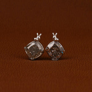 Pendientes de tuerca de lujo de oro macizo de 18 quilates, corte de cojín amarillo, Diamante cultivado en laboratorio, ajuste de Martini chapado en oro, regalo de cumpleaños romántico para - Product Image 1