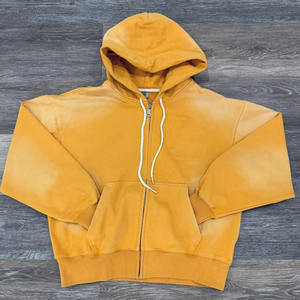 Nuevo estilo de moda azul antiarrugas algodón mezclado Terry Sudadera con capucha de gran tamaño para hombres Sudadera con capucha de peso pesado Sun Faded Hoodies hombres 2025 - Product Image 1