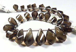 Quartz fumé naturel pierres précieuses lâches 8 pouces brin larme perles 10-17mm fantaisie briolette et perles de pierres précieuses torsadées - Product Image 4