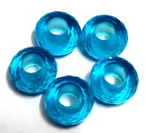 Topacio azul suizo Cuarzo 14,5mm Rondelle Big Hole Beads 5mm Drill Gemstone Big Hole Beads para hacer pulsera al por mayor - Product Image 5