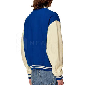 Veste Letterman en toile avec logo personnalisé de qualité supérieure pour hommes, vêtements d'hiver à la mode avec manches longues et col montant - Product Image 2