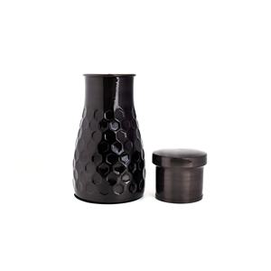 Bouteille d'eau élégante et élégante en cuivre, pot de chevet pour le stockage, pots de chambre à coucher, décoration de bureau, diamant noir, fabriqué à la main 950ml - Product Image 2