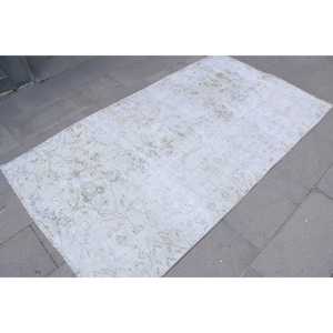 Tapis vintage 3,8 x 6,7 pieds, tapis turc blanc patchwork - Product Image 3