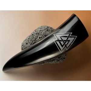 Authentic Handcrafted Eco-Friendly Viking Horn Mug with Holder Animal & Religious Design Natural Beer Drinking <b>Cup</b> - Product Image 5