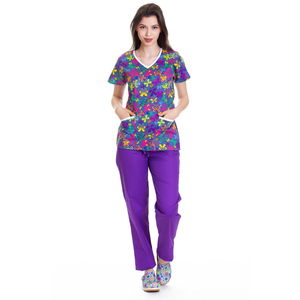 Vêtements médicaux de haute qualité en gros, ensemble de blouses d'infirmière d'hôpital, matière polyester/coton, uniforme d'hôpital unisexe, tricoté - Product Image 3