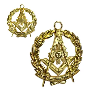 Best Material Masonic Past Master cut out car Auto Gold Emblem 3 masonic Craft Lodge Officer WORSHIPFUL MASTER Collar Jewel