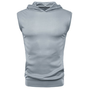 Camisetas sin mangas con capucha para entrenamiento informal personalizadas para hombre, sudaderas térmicas lisas sin mangas con corte muscular y tirantes para culturismo - Product Image 5