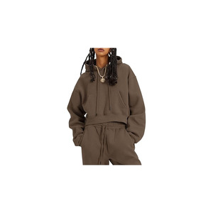 Womens Fleece 2 Piece Outfits Sweatsuit <b>Crop</b> Pullover Sweatshirt Joggers <b>Pants</b> Tracksuit Set - Product Image 4