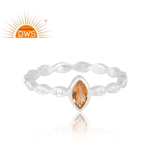 แหวนพลอยซิทรีนธรรมชาติทำจากเงินสเตอร์ลิง925ดีไซน์ล่าสุดเครื่องประดับออกแบบได้ตามต้องการของขวัญสำหรับผู้หญิงสำหรับผู้หญิง - Product Image 3