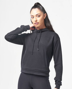 Sudadera con Capucha para Mujer Al Yoga, con Logotipo 3D Personalizado en la Parte Delantera, Ropa Deportiva Informal, Tejido de Punto Sólido, 100% Algodón, Colores Personalizados, Opciones OEM - Product Image 4