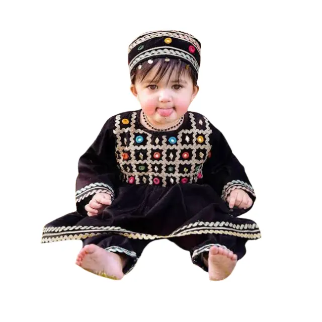 Hot Selling New Design Dubai Style Clothing for Baby Girl OEM Service Trendy Embroidered Afghan Kutchi Kids Dresses Available