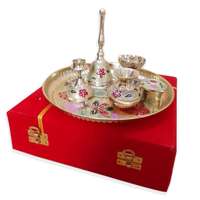 Meilleure vente ensemble Pooja Thali en laiton de qualité supérieure pour la maison Temple Pooja Thali articles décoratifs en laiton Pooja pour cadeau de décoration