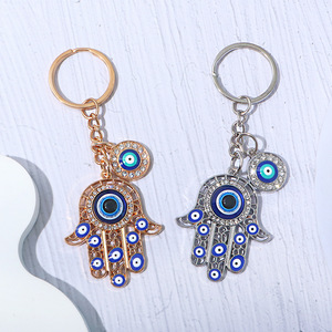 ميدالية مفاتيح على شكل يد حمسة وعين الحسد، تميمة حماية من العين الشريرة، تعليقة كريستالية معدنية للسيارة والحقائب، هدية حظ، إكسسوار زينة - Product Image 4
