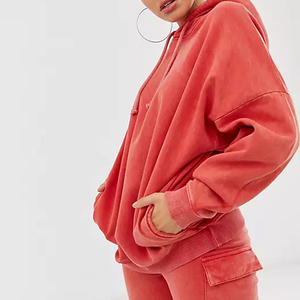 Short à capuche délavé à l'acide pour femmes ensemble 2 pièces short de survêtement à motif solide en hiver pas cher prix tenues pour femmes 2026 - Product Image 4