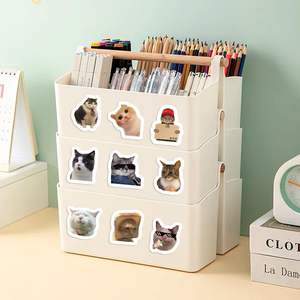 Pegatinas divertidas de PVC con diseño de gato, 500 Uds., pegatinas decorativas autoadhesivas de estilo Anime de dibujos animados para decoraciones de fiesta de cumpleaños para niños - Product Image 3