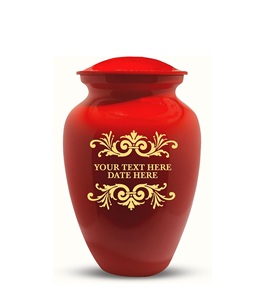 Urna de cremación humana personalizada para cenizas de adultos, urna de latón grabada para hombres y mujeres con nombre, fecha, forma de lápida, tamaño personalizado rojo - Product Image 3