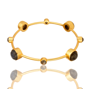 Labradorite Gemstone Bangle Shiny 14 Karat Gold Plated Brass Trending Fashion Bangle Jewelry Manufacturer - Product Image 4