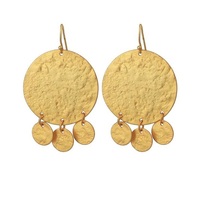 Boucles d'oreilles en laiton martelé géométrique plaqué or 24 carats de qualité supérieure, faites à la main, avec perle d'imitation et diamant, pour cadeaux féminins