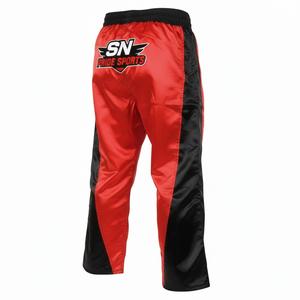 กางเกงคิกบ็อกซิ่งผ้าซาตินสั่งทำโลโก้ได้ ทรงตรง สวมใส่สบาย ทนทาน ยืดหยุ่น เป็นมิตรกับสิ่งแวดล้อม ระบายอากาศดี รับผลิตตามแบบ (OEM) ขายส่ง กางเกงผู้ชาย - Product Image 4