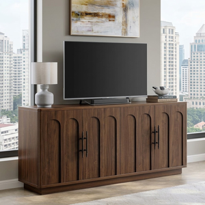 Buffet en bois massif avec portes à panneaux arqués et poignées décoratives pour salle à manger, hôtel, intérieur - Product Image 5