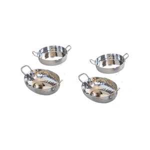 Vintage élégant réutilisable métal argent couleur antique fini avec trois bol ensemble restaurant rond plateau de service et bol - Product Image 4