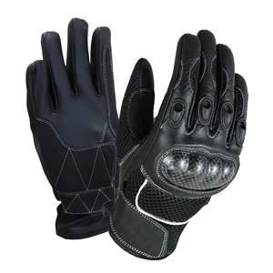 Unisex Negro Verano Nudillo Perforado Invierno Cuero Malla Guantes Personalizado Auto Racing Motocicleta Desgaste - Product Image 1