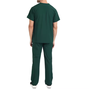 Ensembles de gommage médical unisexe vert foncé pantalon droit classique tissu durable respirant col en V conception uniforme d'hôpital de soins infirmiers - Product Image 4
